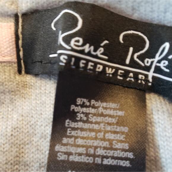 Rene Rofe sleepwear 1X top grey‎ bottom pink with small pink hearts - Picture 3 of 4